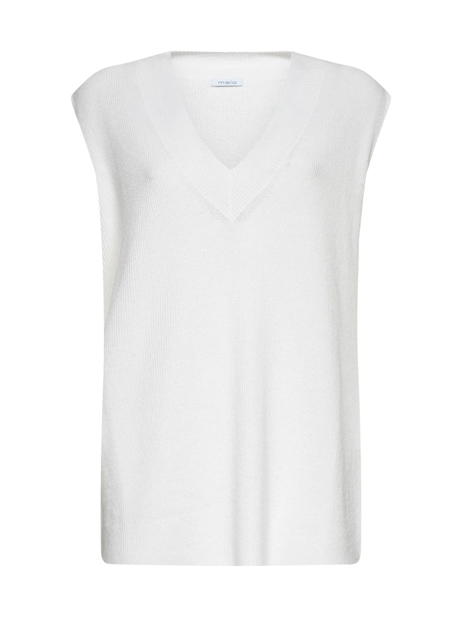 Malo V-Neck Ribbed Edge Knitted Top