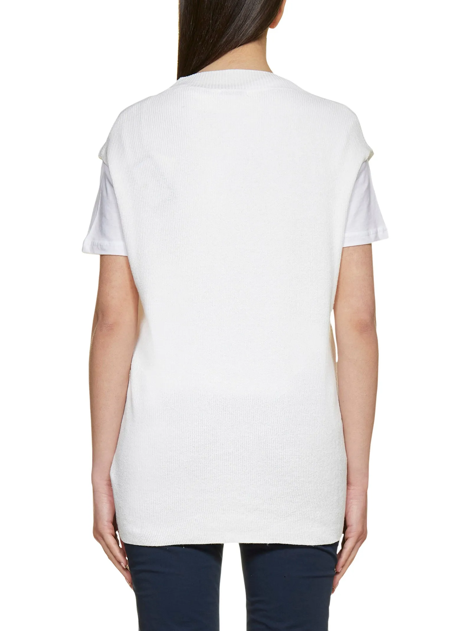 Malo V-Neck Ribbed Edge Knitted Top