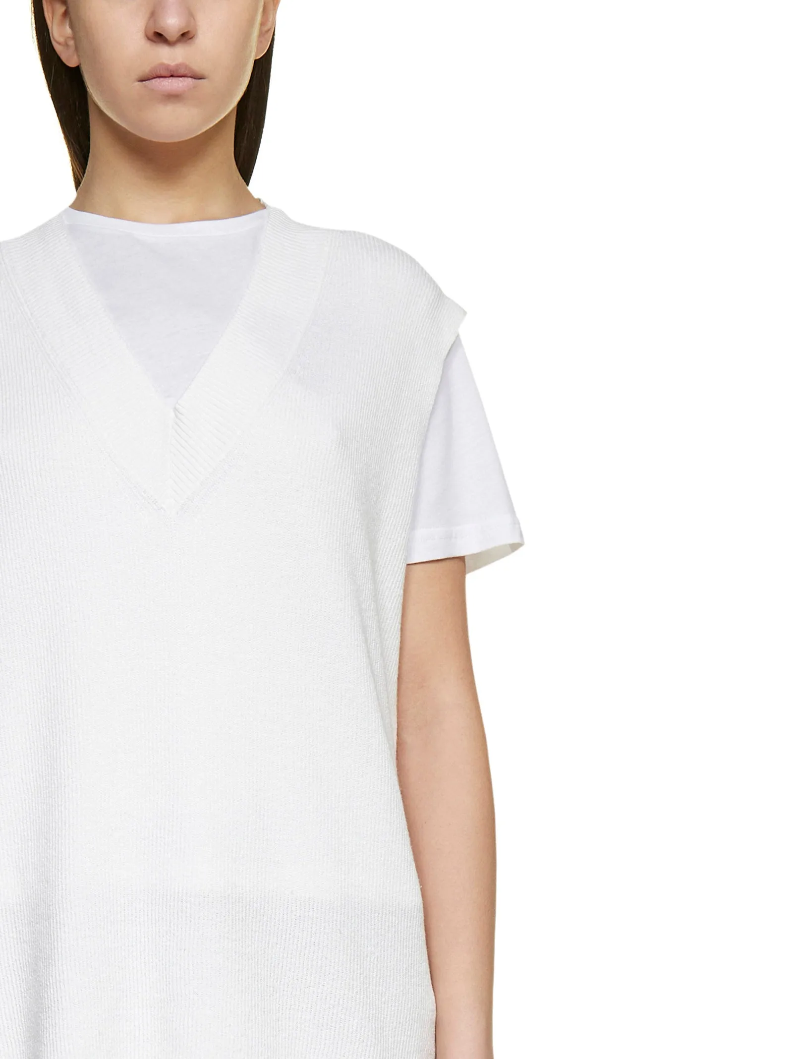 Malo V-Neck Ribbed Edge Knitted Top