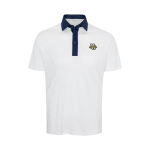 Marquette Semi-Spread Collar Polo Austin White with Navy Accent