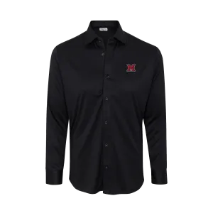 Miami Ohio Quattro Flex Dress Shirt with Semi-Spread Collar Black