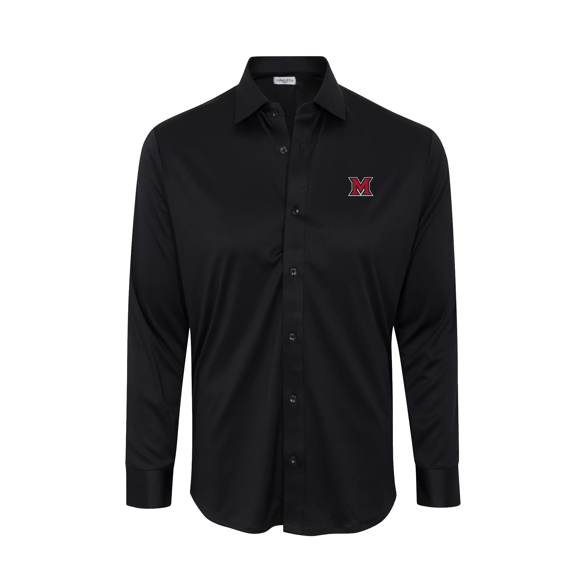 Miami Ohio Quattro Flex Dress Shirt with Semi-Spread Collar Black
