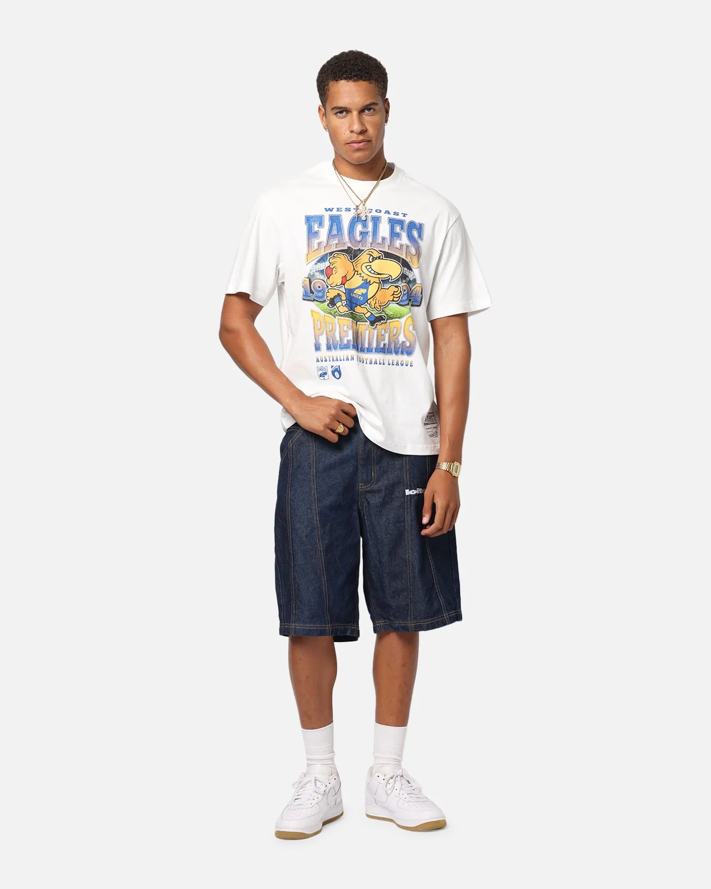 Mitchell & Ness West Coast Eagles  Mascot T-Shirt Vintage White