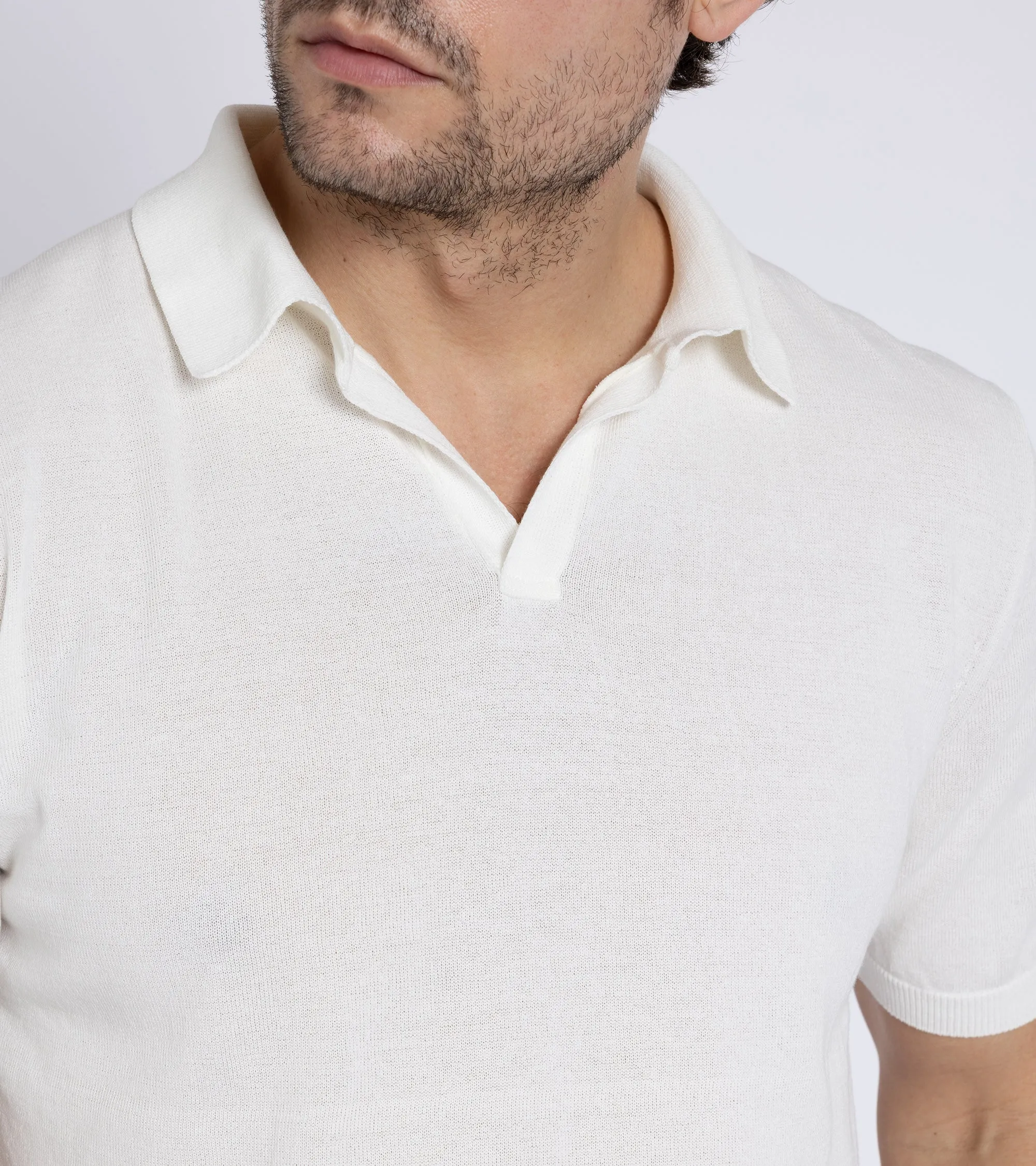 Mooncastle Ice Cotton Knit Skipper Shirt: Off White