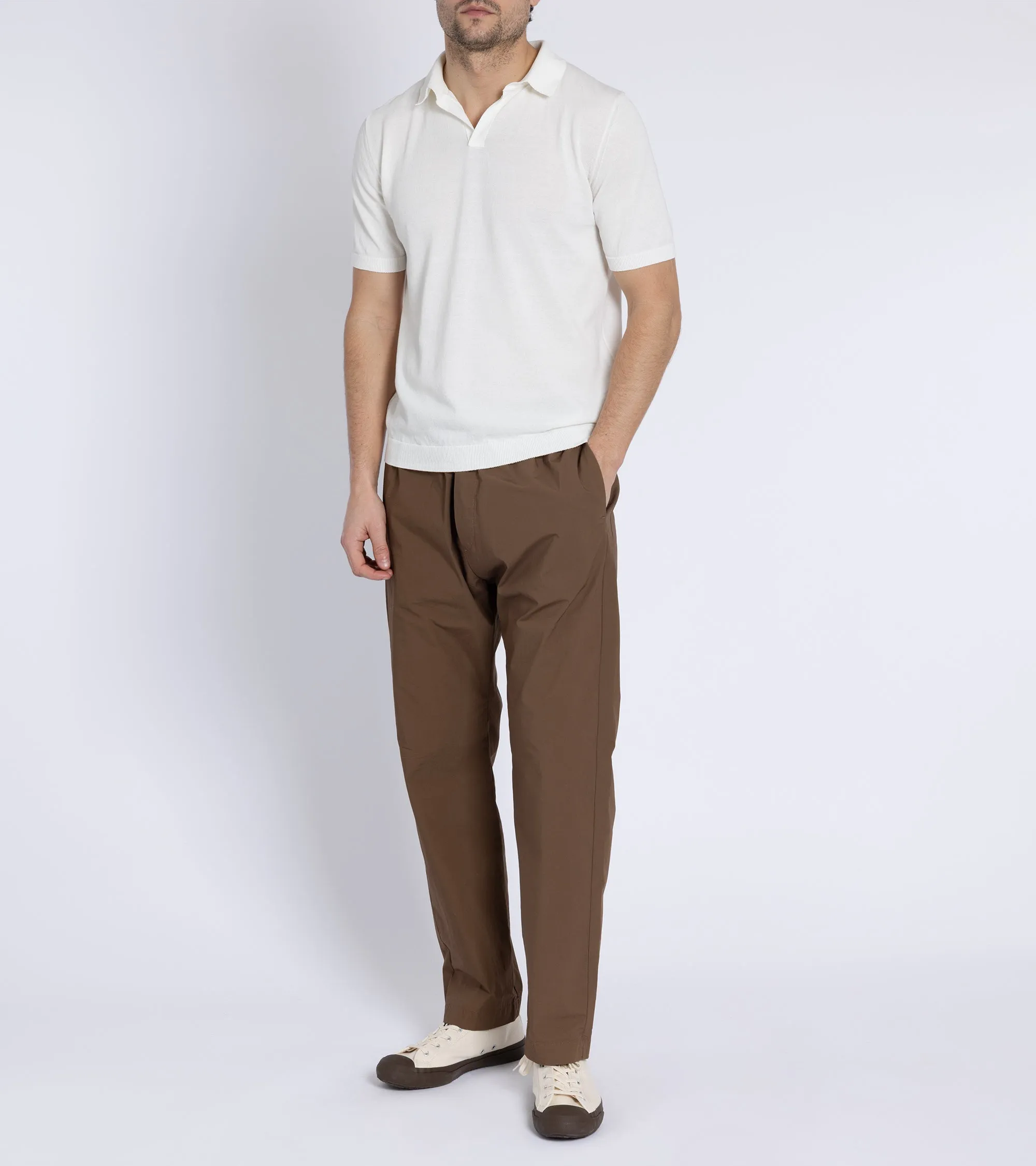 Mooncastle Ice Cotton Knit Skipper Shirt: Off White