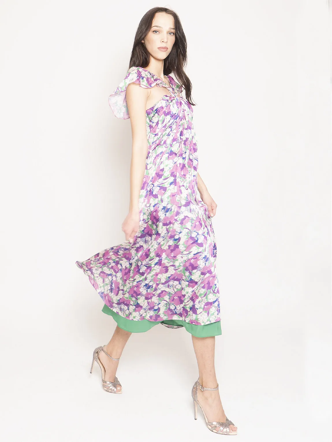 Multicolor Trilli Flowers Longuette Dress