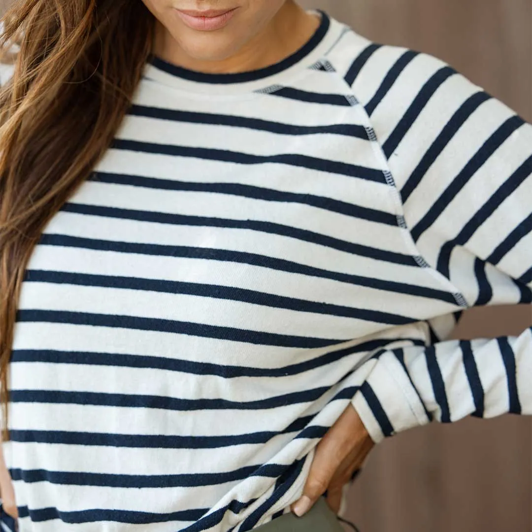 Nantucket Striped Crew, Navy Stripe