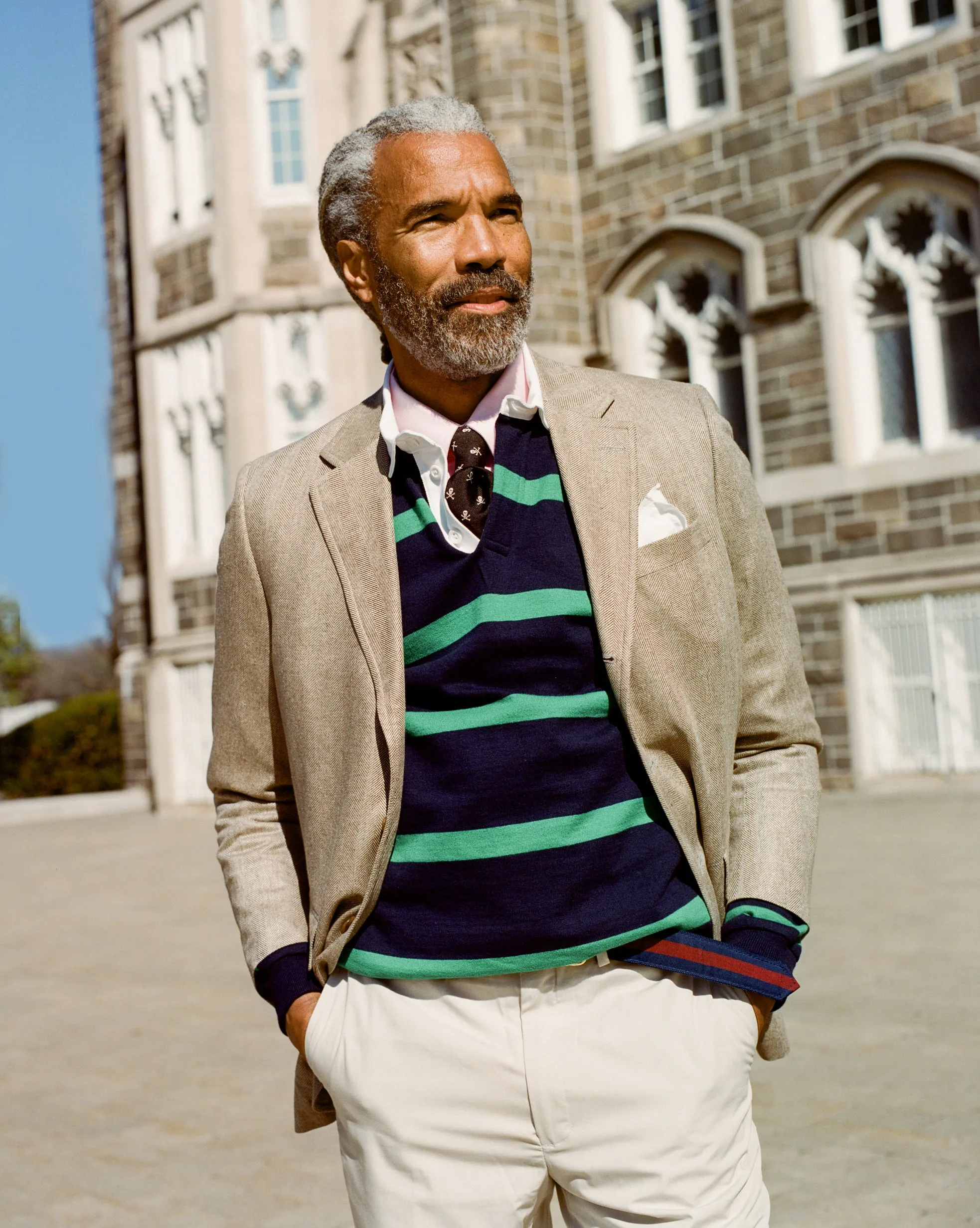 NAVY/KELLY STRIPE RUGBY SHIRT