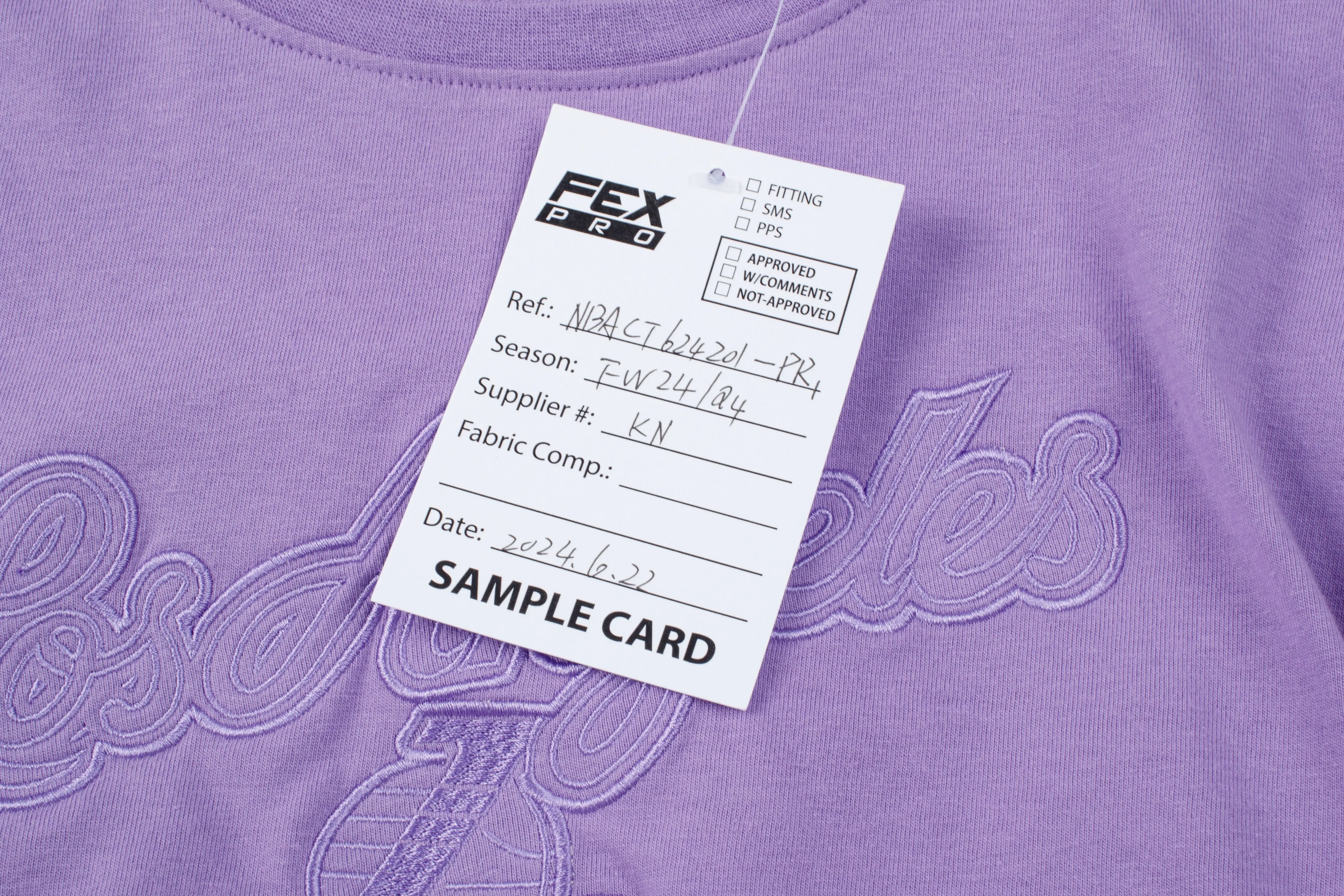 NBA Wordmark Embroidery Boxy Fit Cropped Top - PURPLE. LAKERS