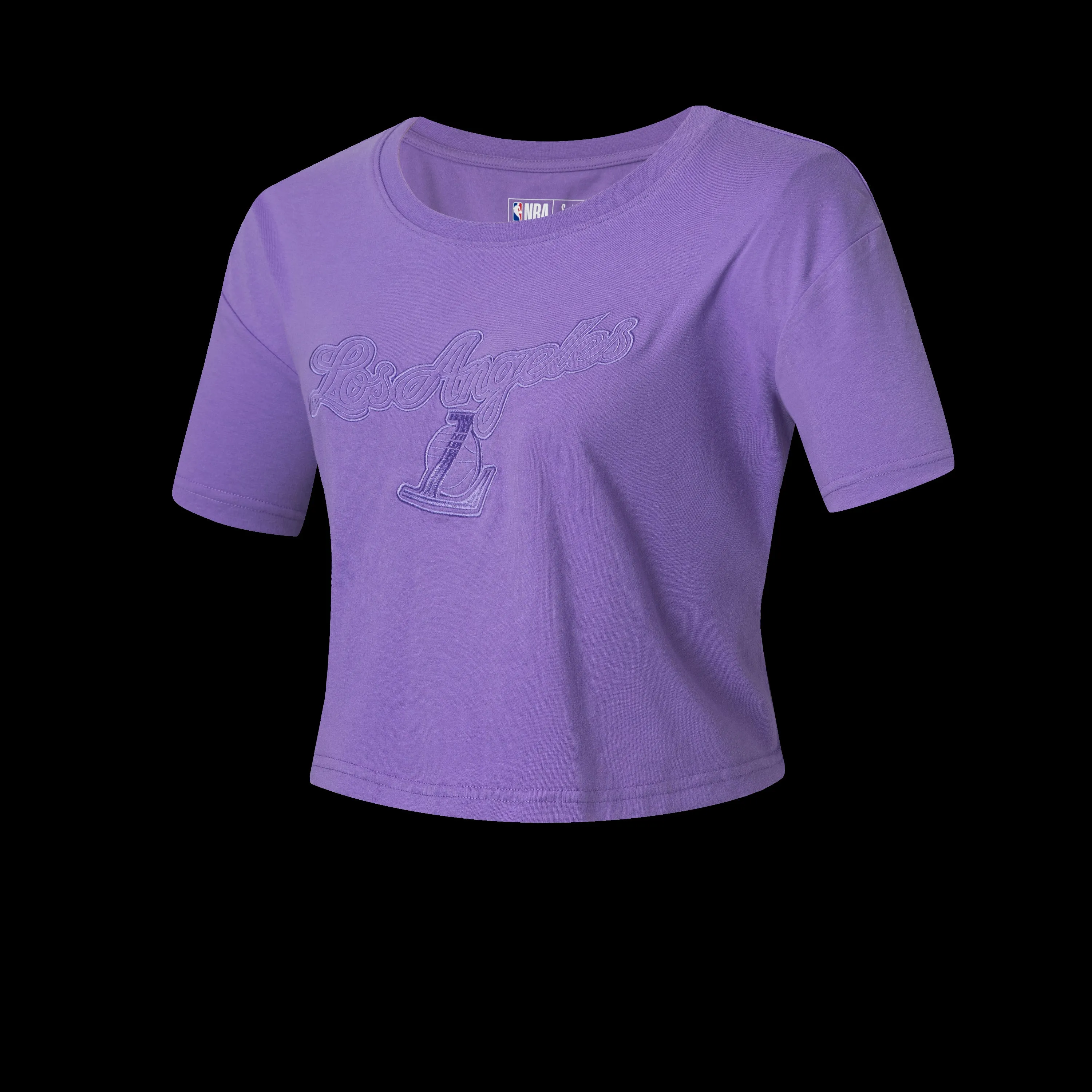 NBA Wordmark Embroidery Boxy Fit Cropped Top - PURPLE. LAKERS