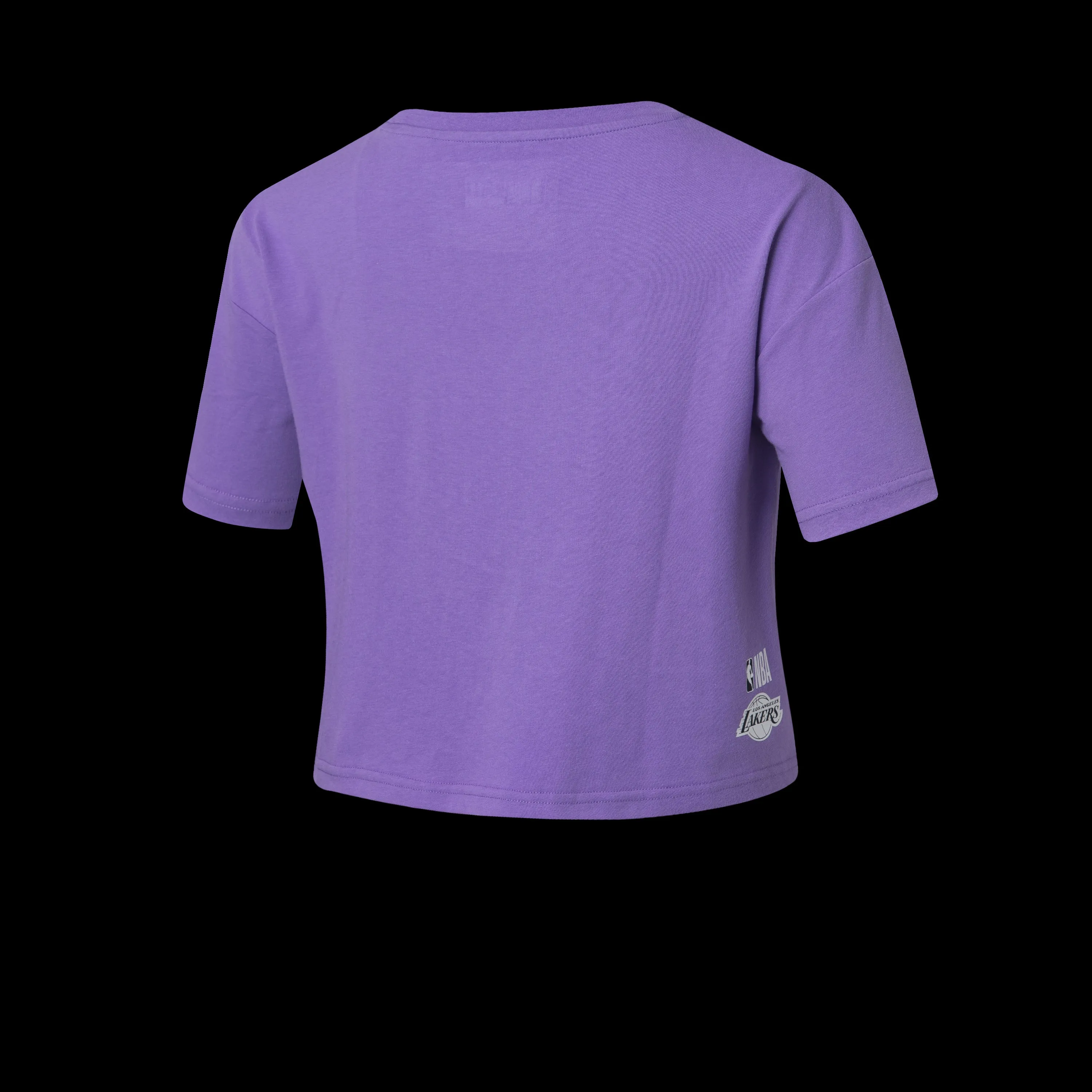 NBA Wordmark Embroidery Boxy Fit Cropped Top - PURPLE. LAKERS