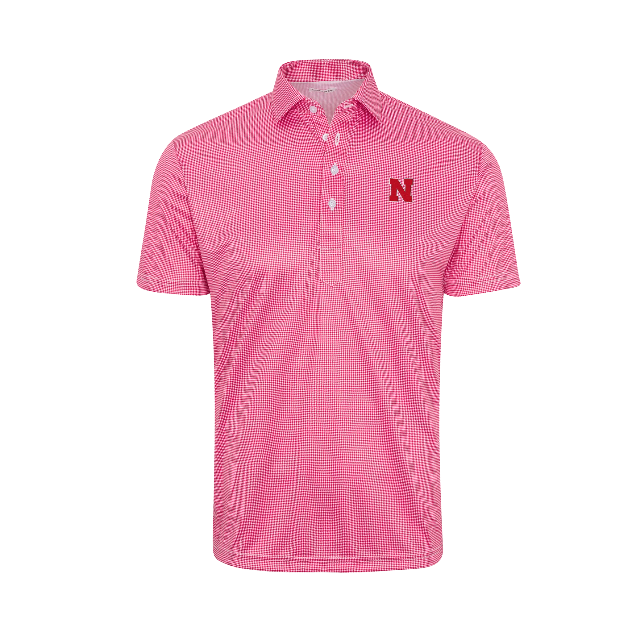 Nebraska Semi-Spread Collar Red Houndstooth