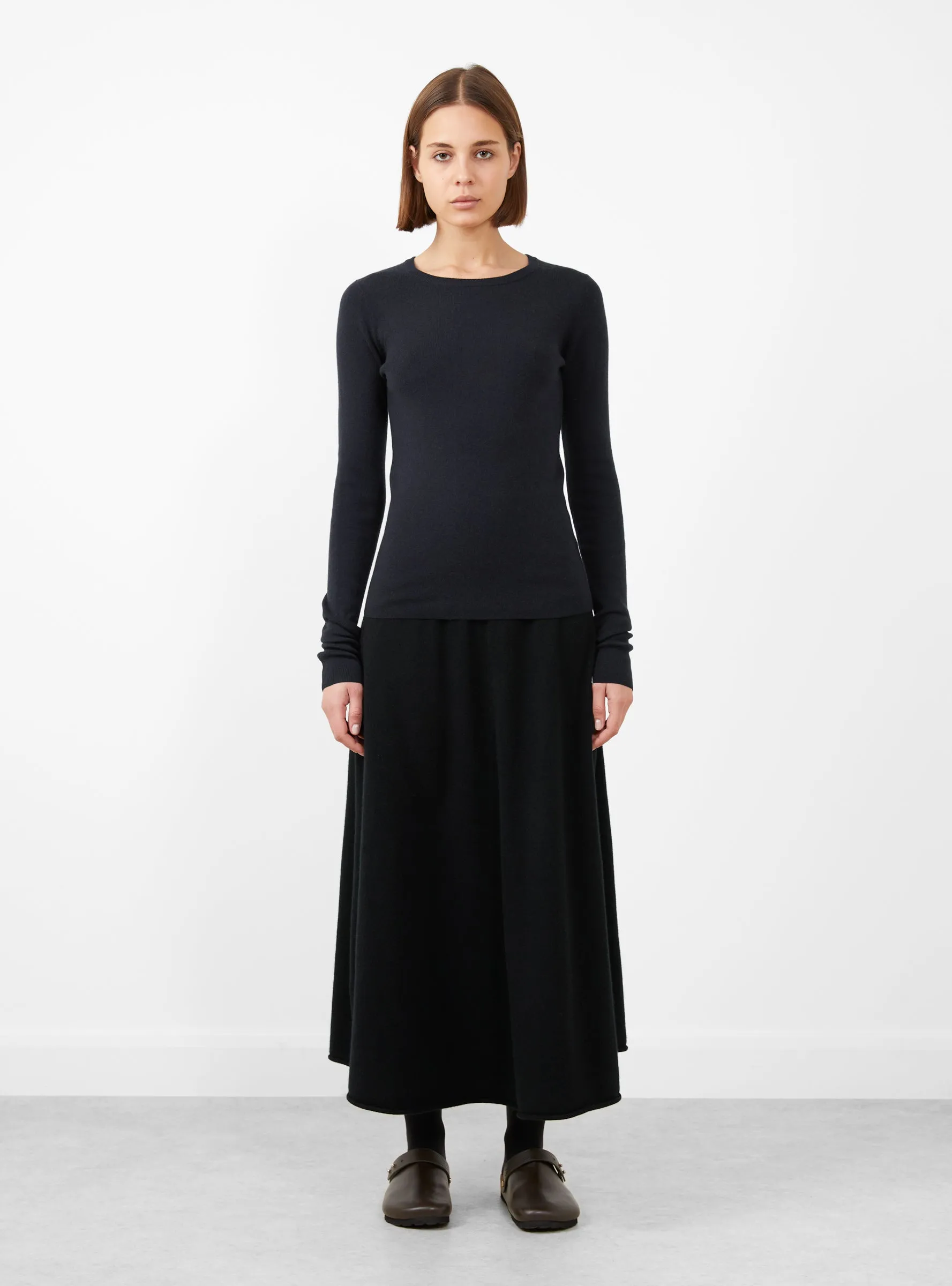 No.392 Eel Mini Rib Long Sleeve T-Shirt Navy
