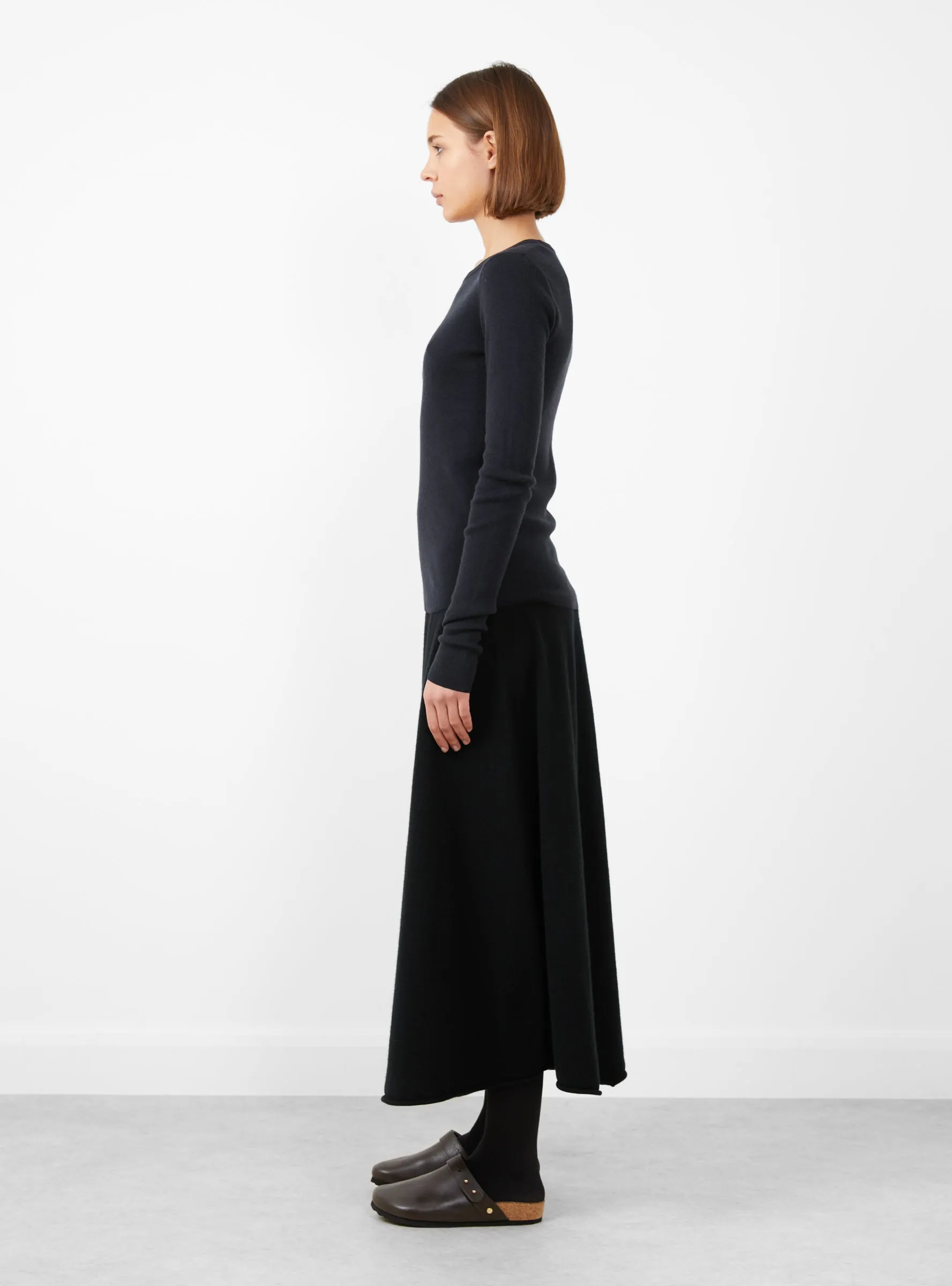 No.392 Eel Mini Rib Long Sleeve T-Shirt Navy