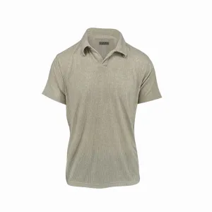Oatmeal Ribbed Sweater Knit Polo