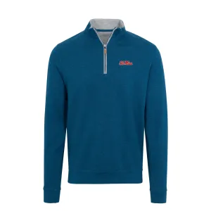 Ole Miss Indigo Heather Cloud Cotton Quarter Zip Pullover