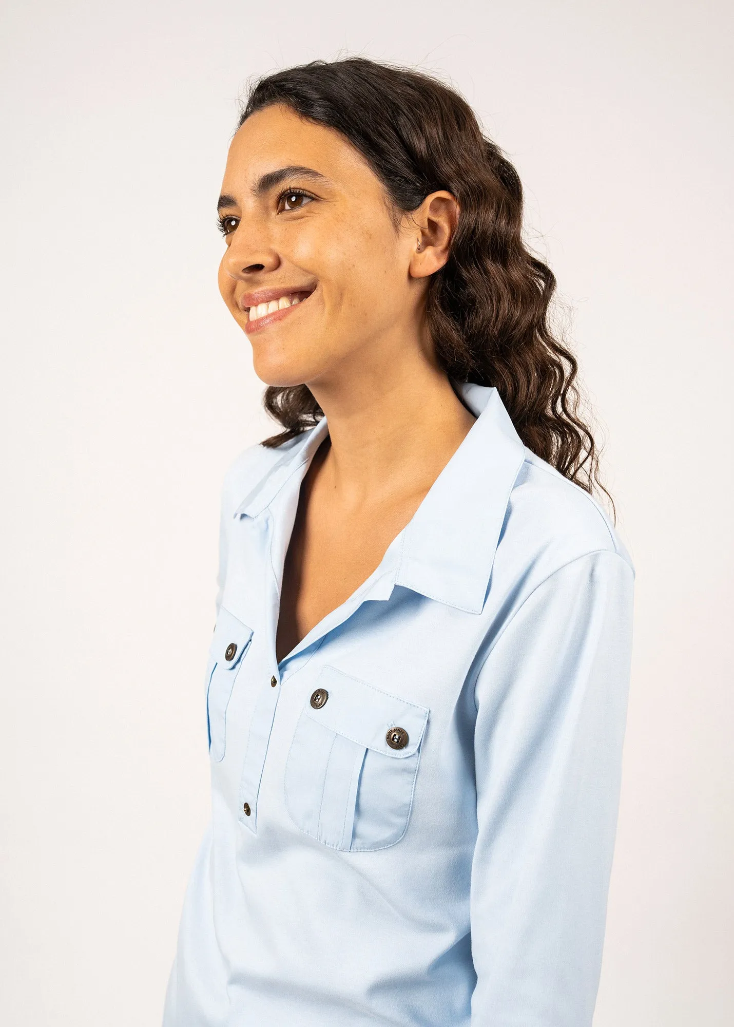 OLERON - Polo Shirt with ¾ Sleeve | 100% Cotton | Comfort Fit (LIGHT BLUE)