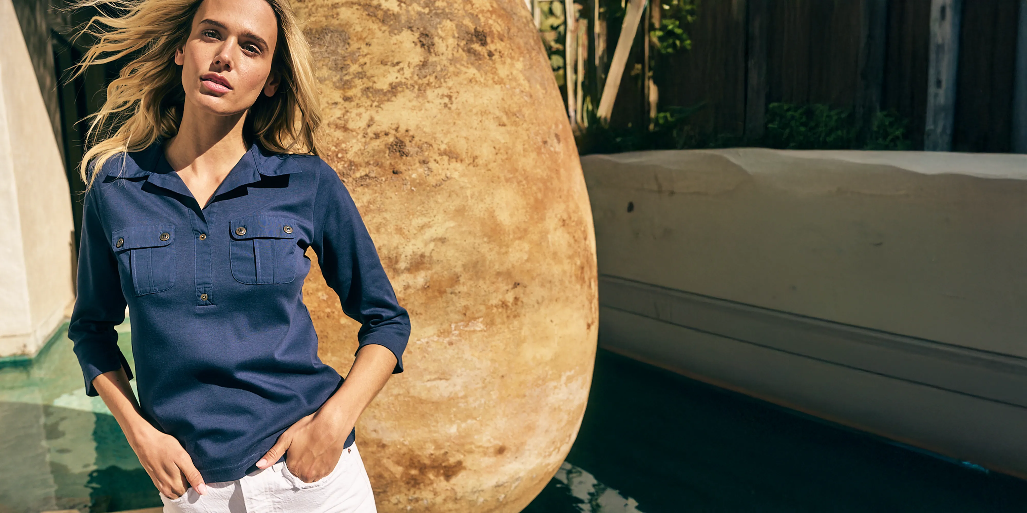 OLERON - Polo Shirt with ¾ Sleeve | 100% Cotton | Comfort Fit (NAVY)