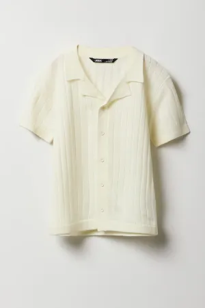 Polo boutonné en tricot côtelé large pour garçon