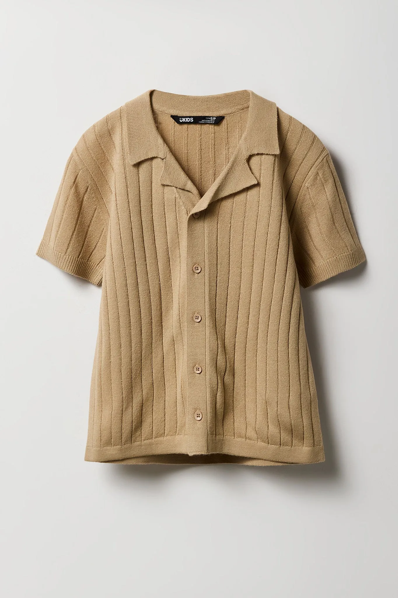 Polo boutonné en tricot côtelé large pour garçon