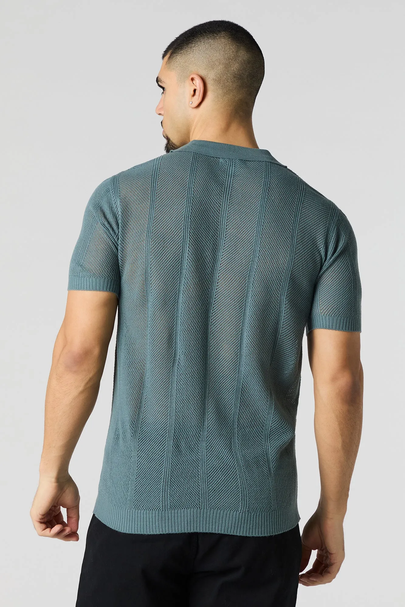 Polo en tricot ajouré texturé