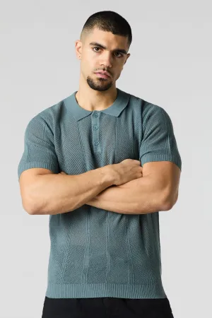 Polo en tricot ajouré texturé