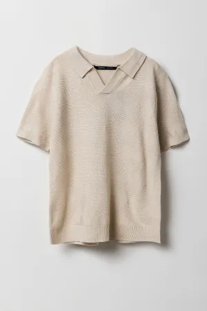 Polo en tricot avec motif de losanges pour garçon