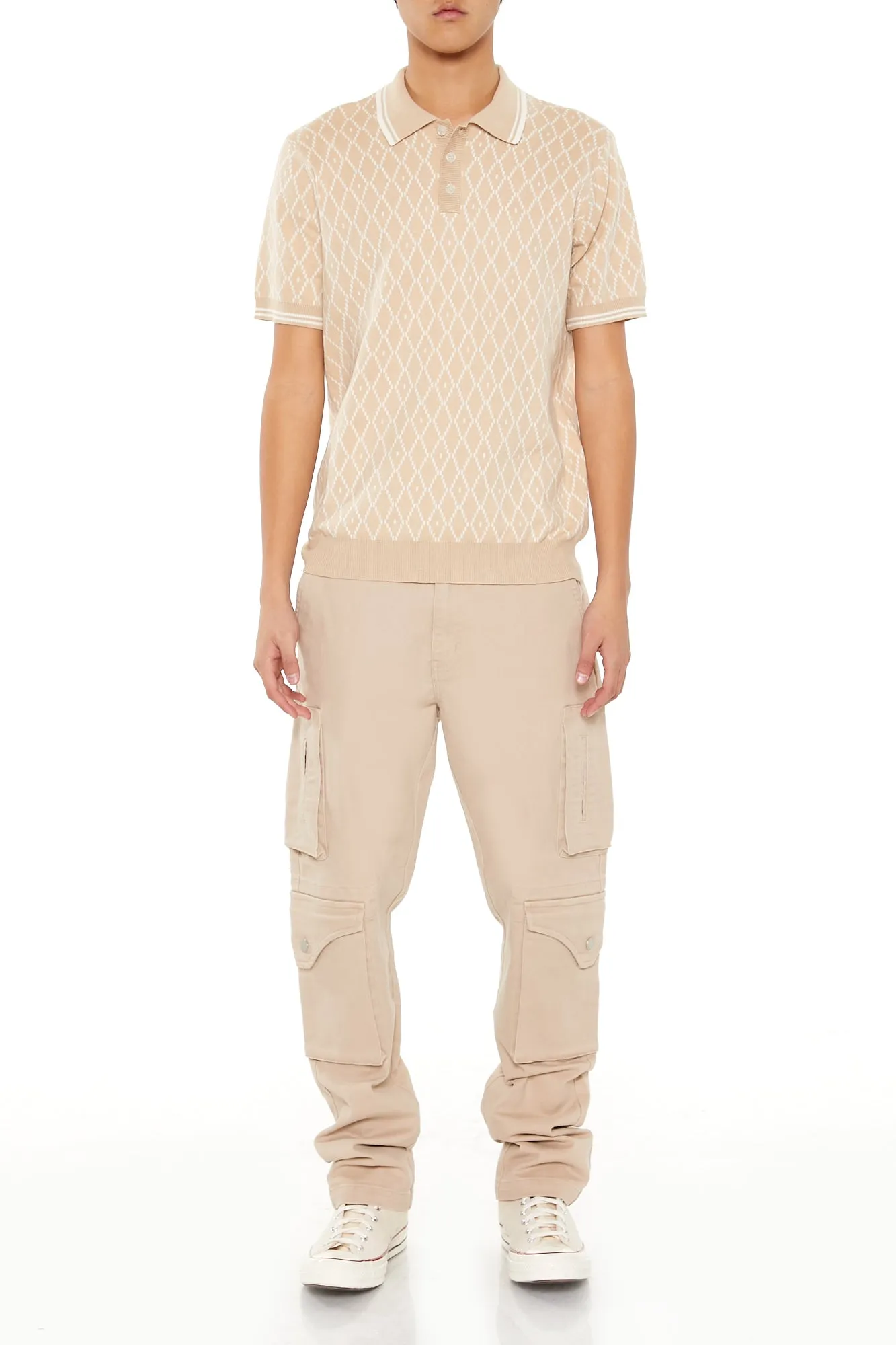 Polo en tricot avec motif géométrique