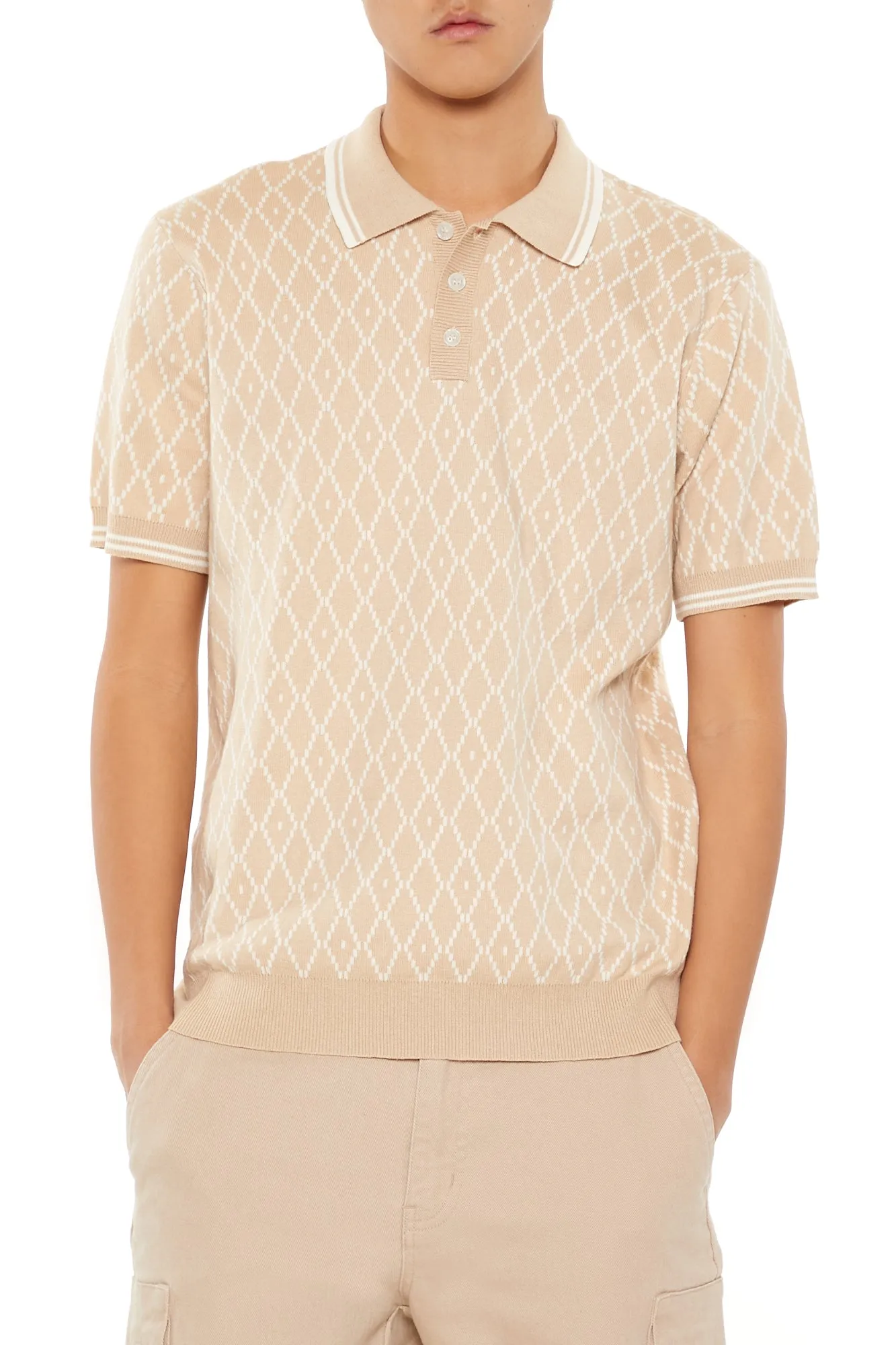 Polo en tricot avec motif géométrique