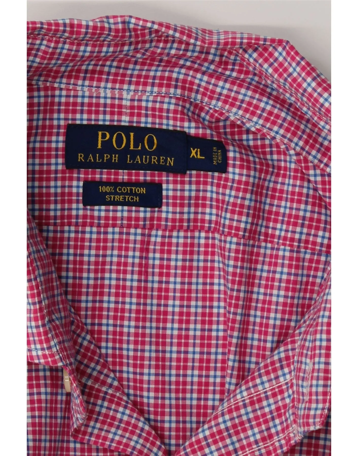 POLO RALPH LAUREN Mens Shirt XL Pink Check Cotton