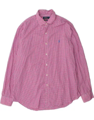POLO RALPH LAUREN Mens Shirt XL Pink Check Cotton