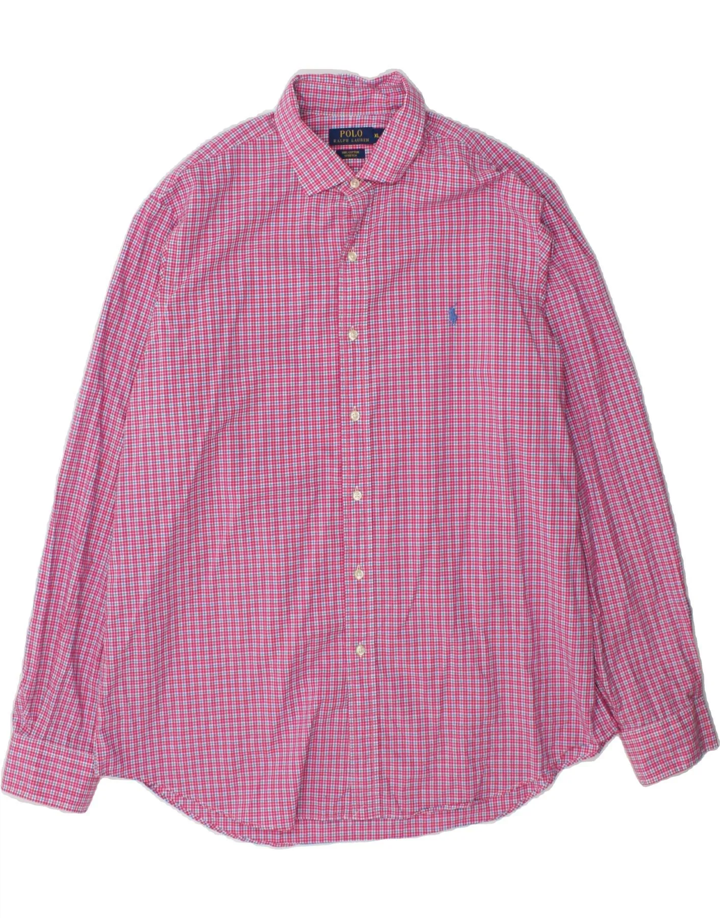 POLO RALPH LAUREN Mens Shirt XL Pink Check Cotton