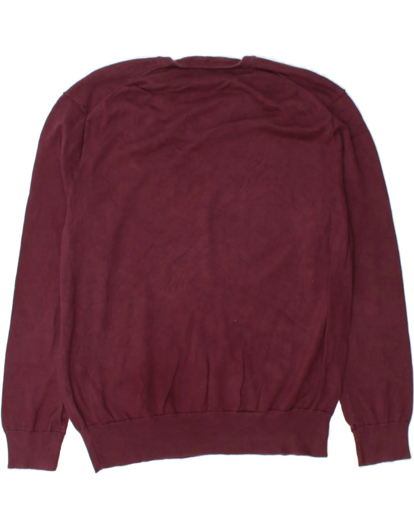 POLO RALPH LAUREN Mens V-Neck Jumper Sweater Medium Burgundy Cotton