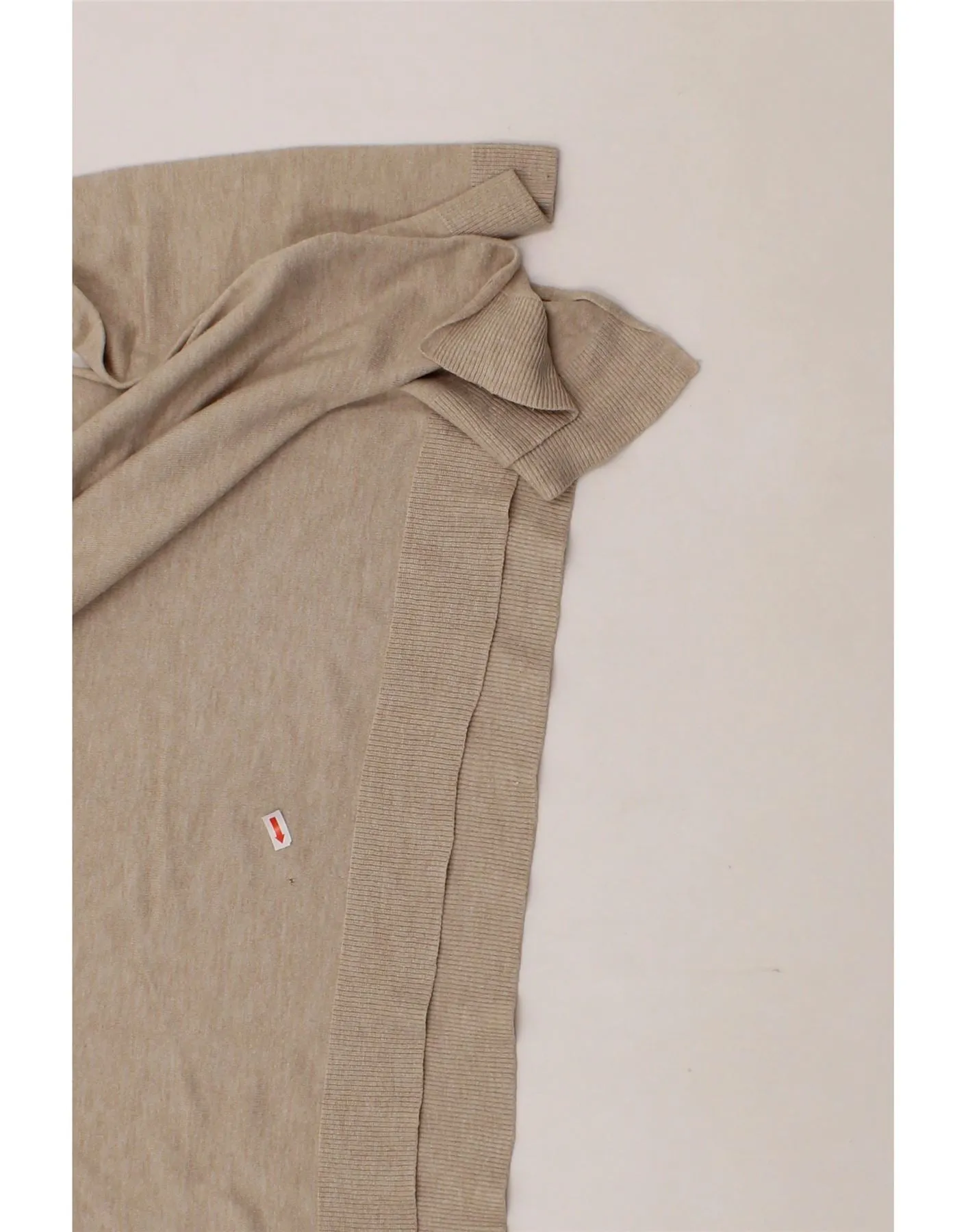 POLO RALPH LAUREN Womens Oversized V-Neck Jumper Sweater UK 10 Small Beige