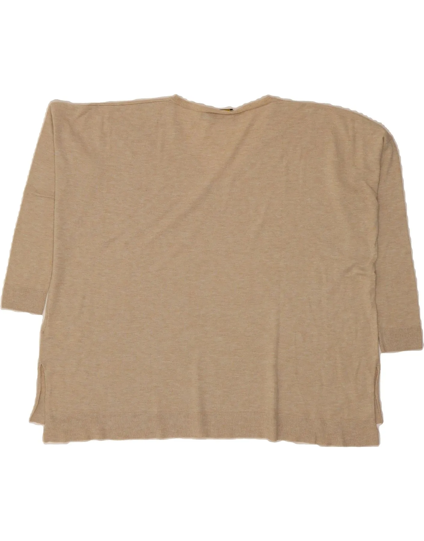 POLO RALPH LAUREN Womens Oversized V-Neck Jumper Sweater UK 10 Small Beige