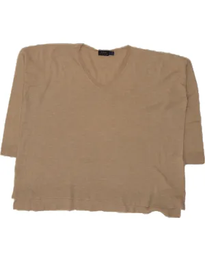 POLO RALPH LAUREN Womens Oversized V-Neck Jumper Sweater UK 10 Small Beige