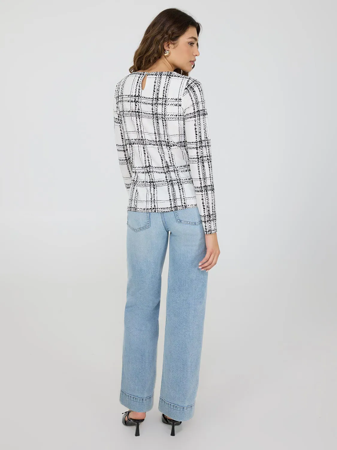 Printed Pleated Neck Top