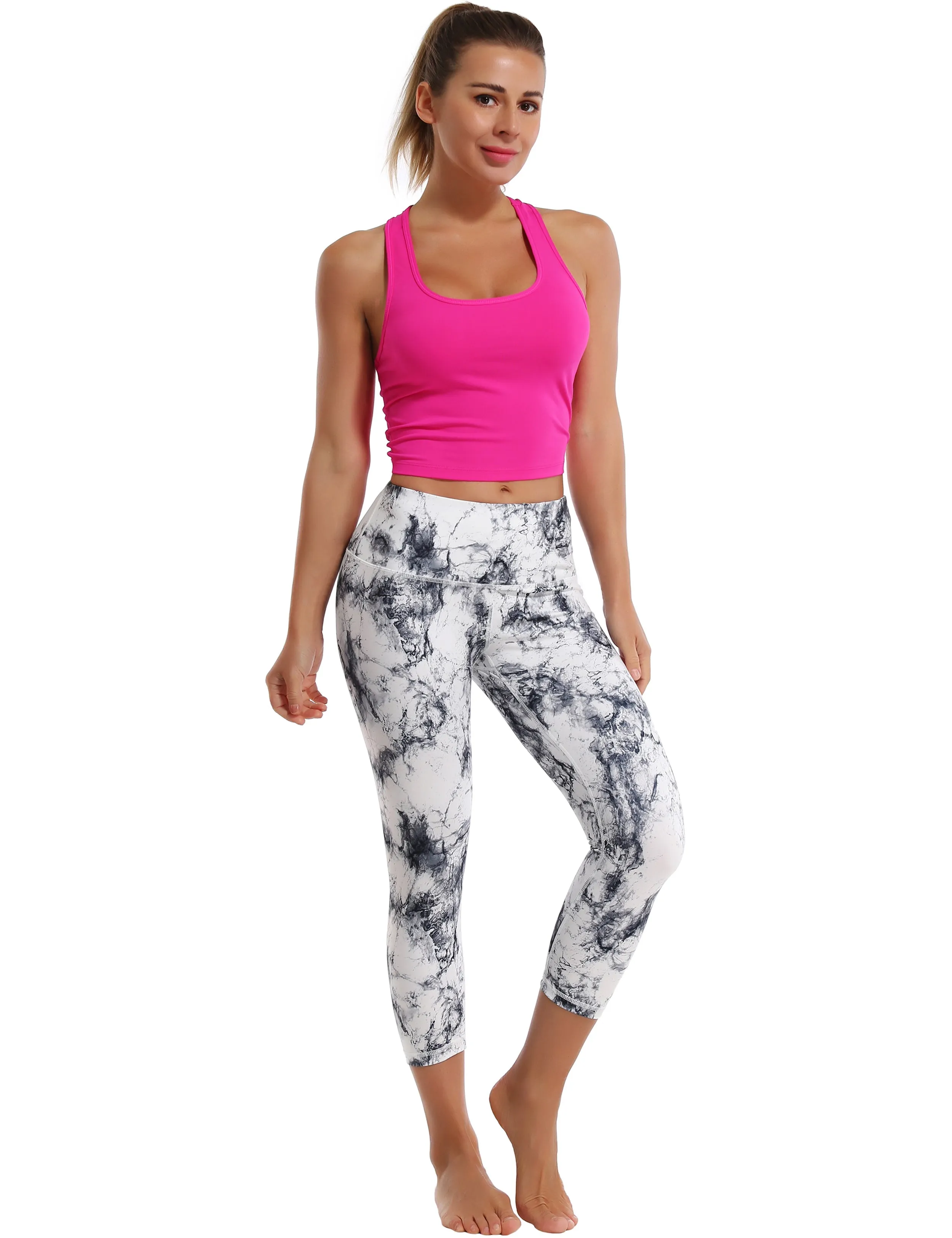 Racerback Athletic Crop Tank Tops magenta_Gym