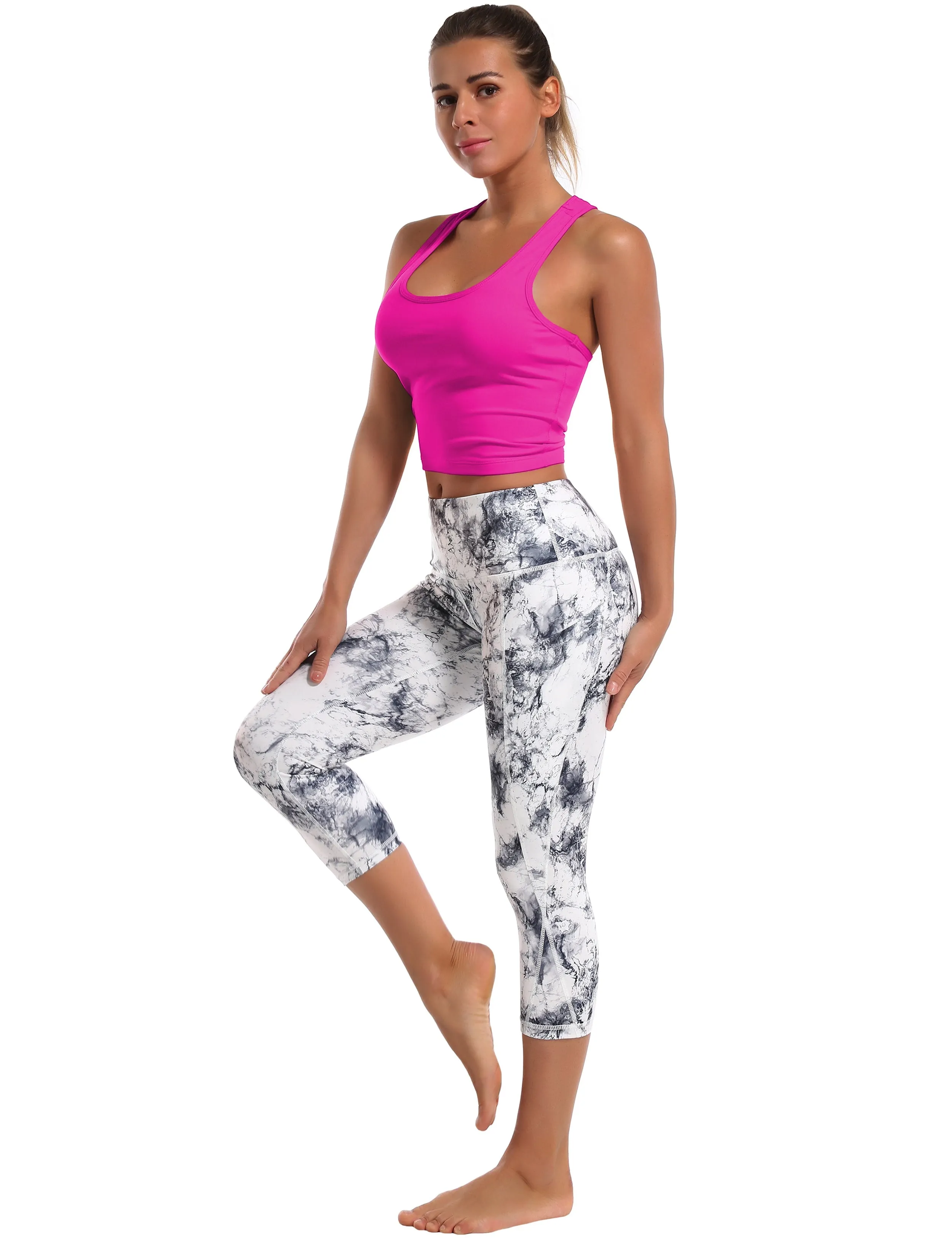 Racerback Athletic Crop Tank Tops magenta_Gym
