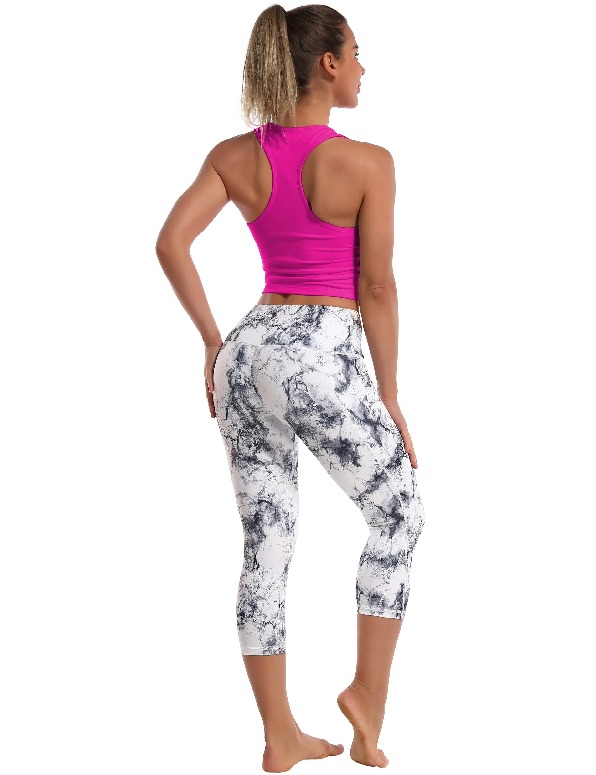 Racerback Athletic Crop Tank Tops magenta_Gym