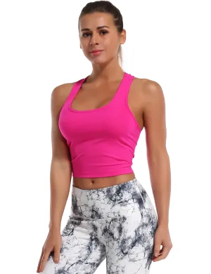 Racerback Athletic Crop Tank Tops magenta_Gym