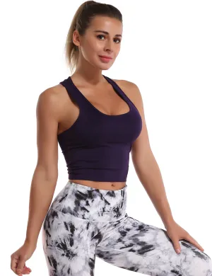 Racerback Athletic Crop Tank Tops midnightblue_Tall Size