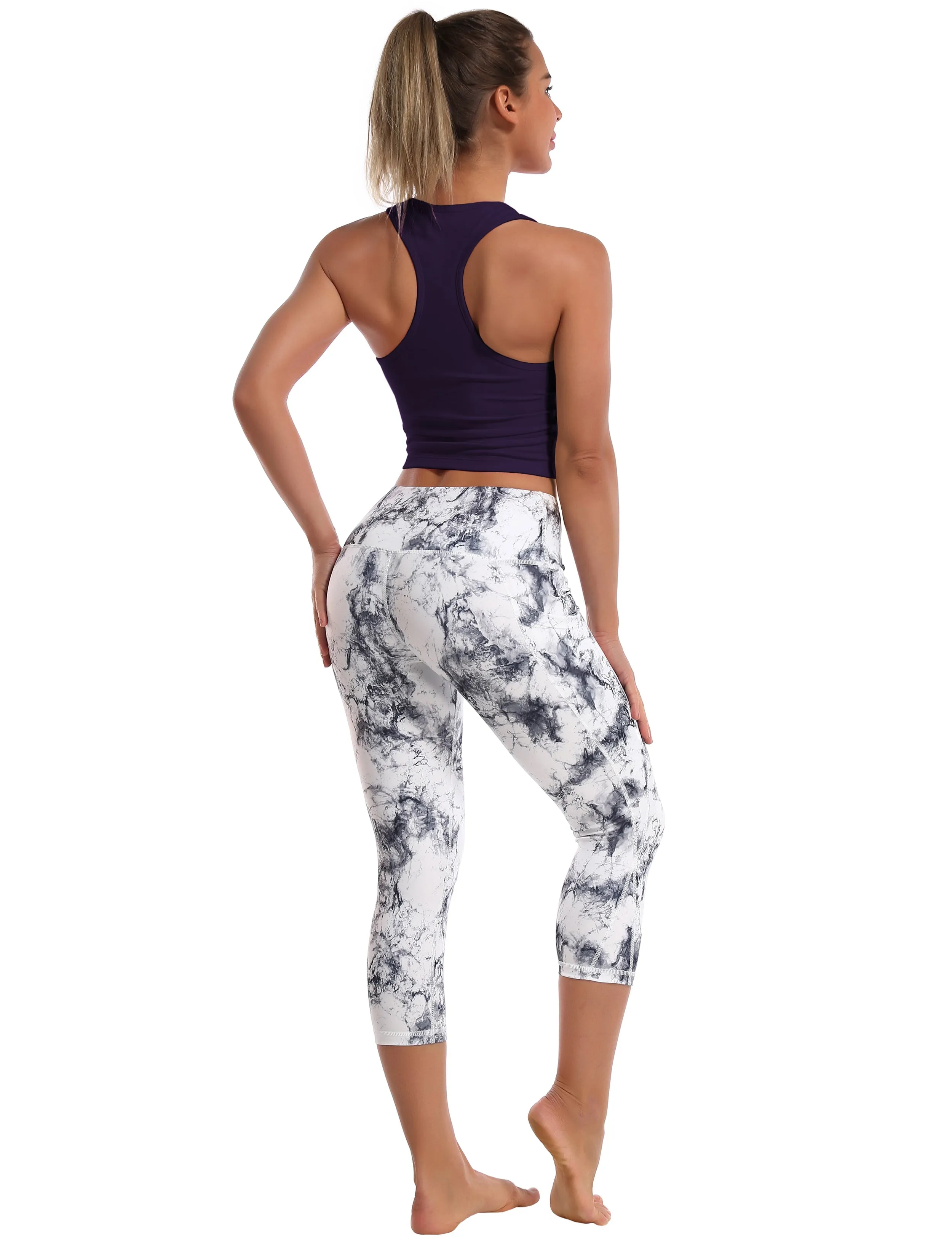Racerback Athletic Crop Tank Tops midnightblue_Tall Size