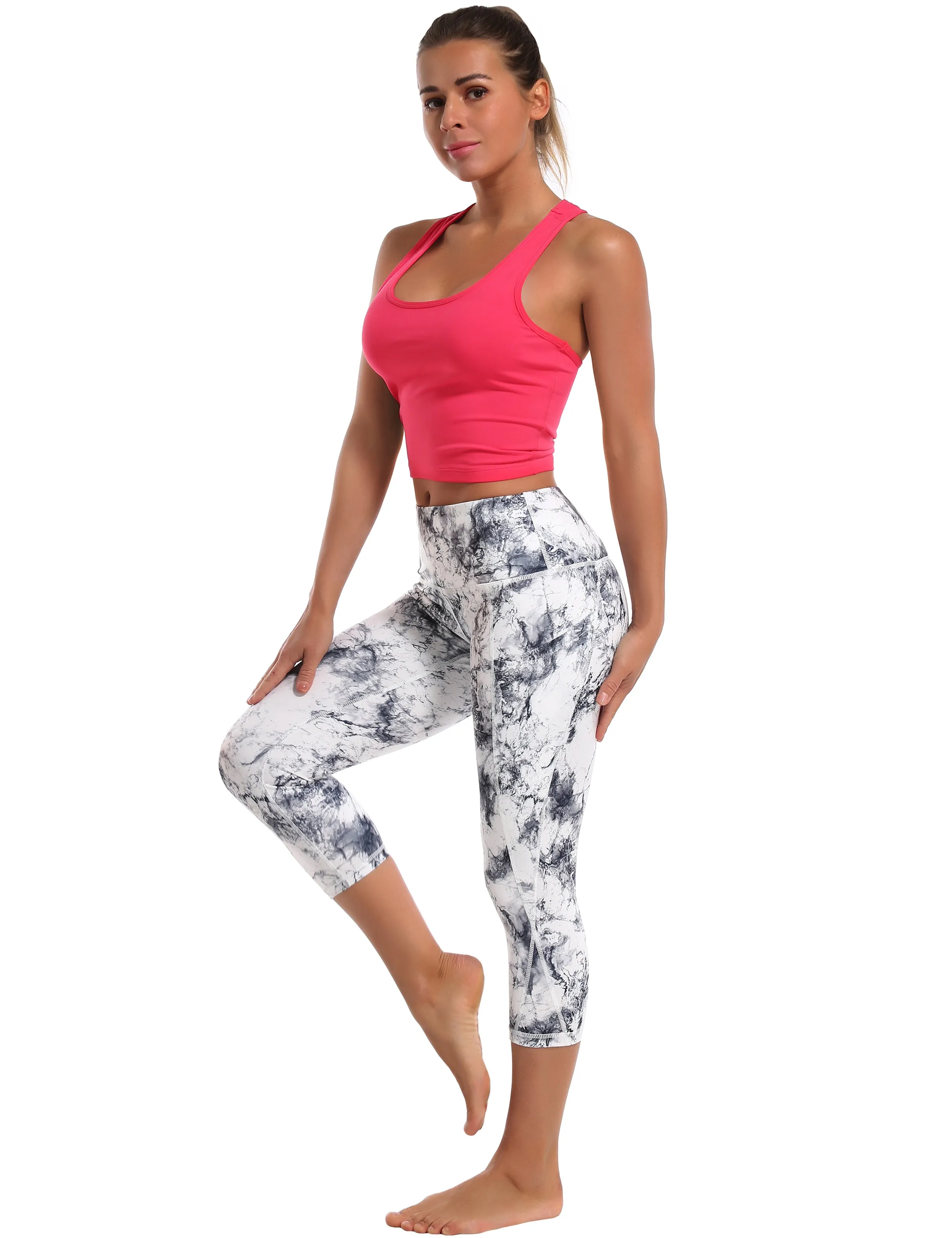 Racerback Athletic Crop Tank Tops red_Jogging