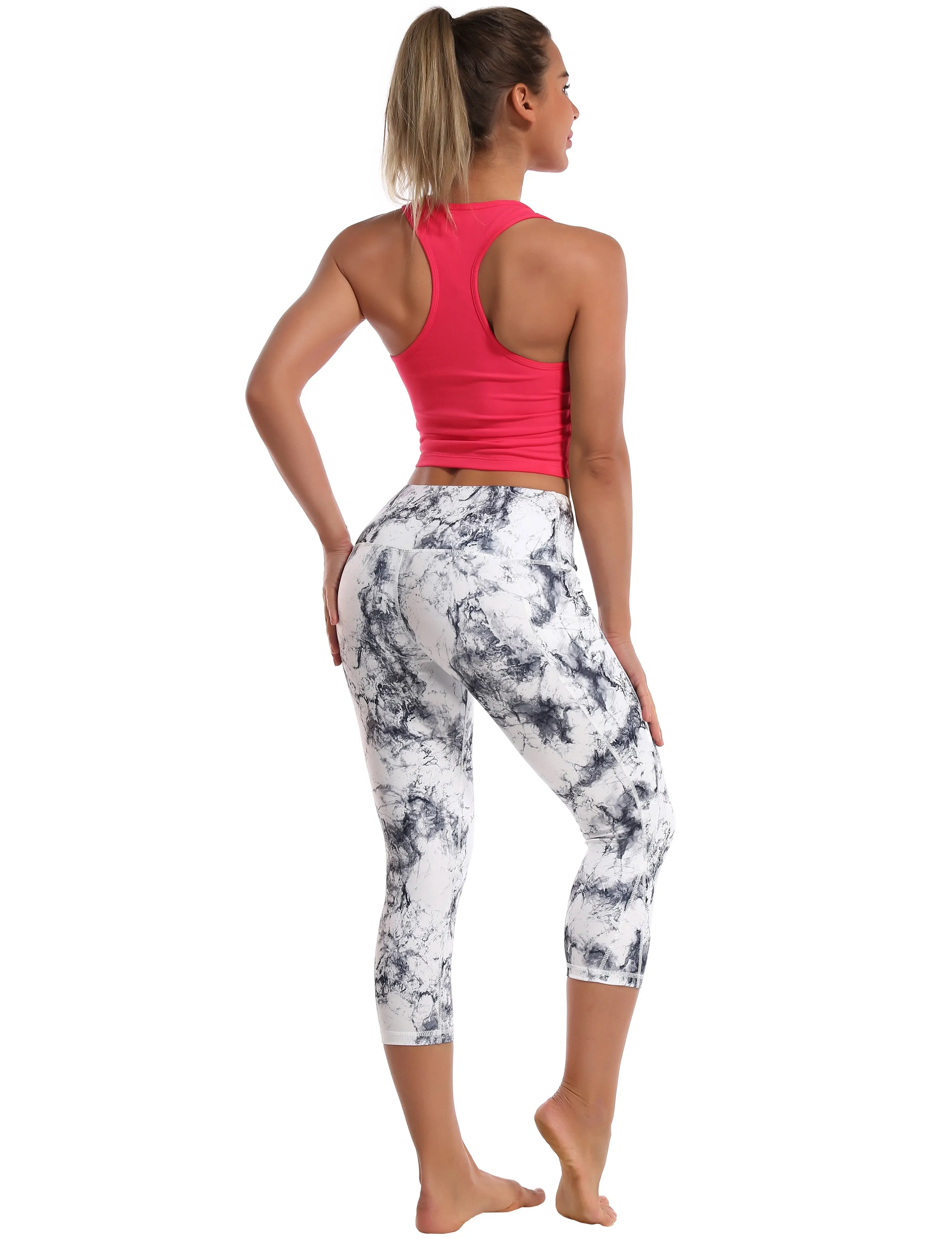 Racerback Athletic Crop Tank Tops red_Jogging