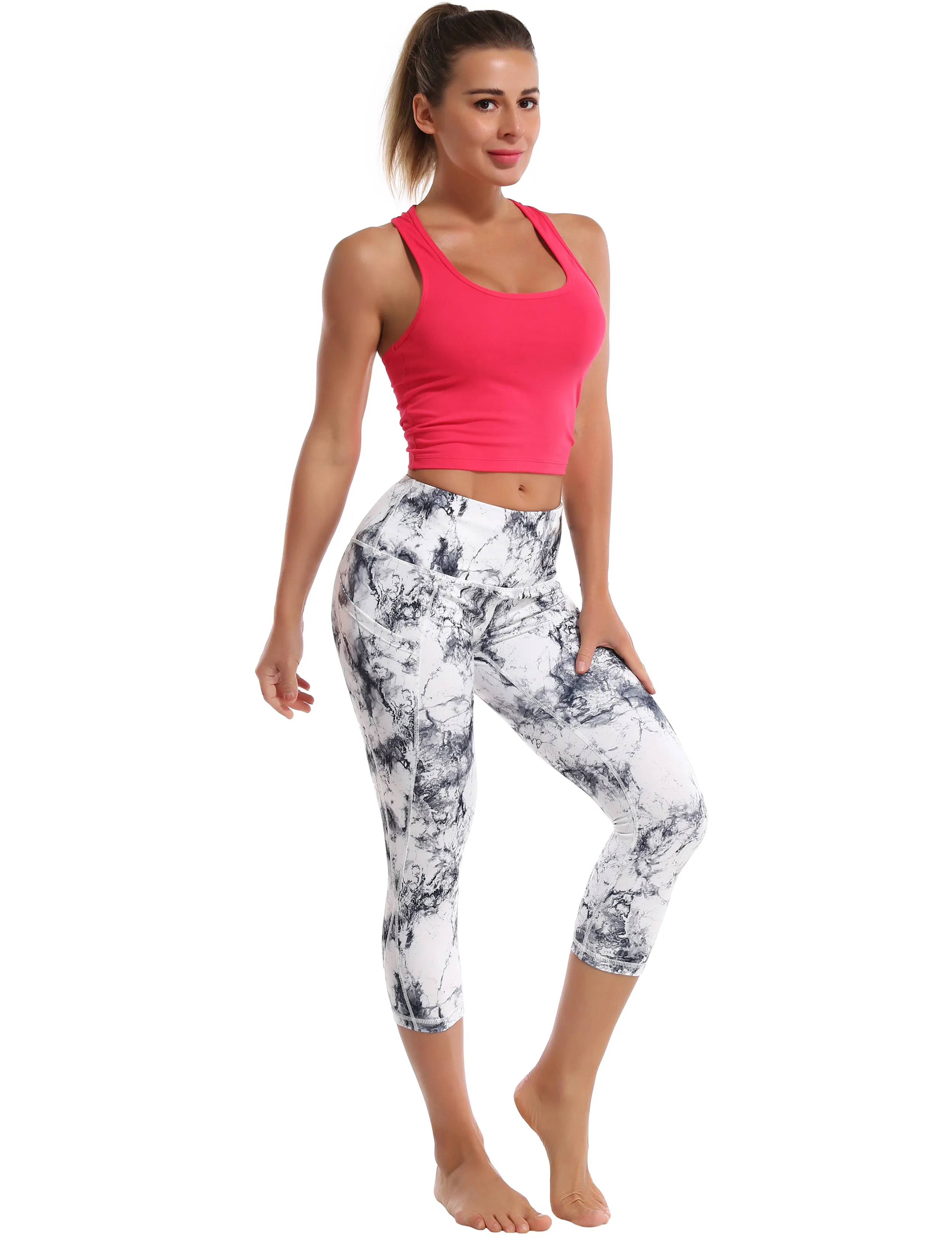 Racerback Athletic Crop Tank Tops red_Jogging