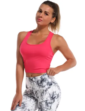 Racerback Athletic Crop Tank Tops red_Jogging