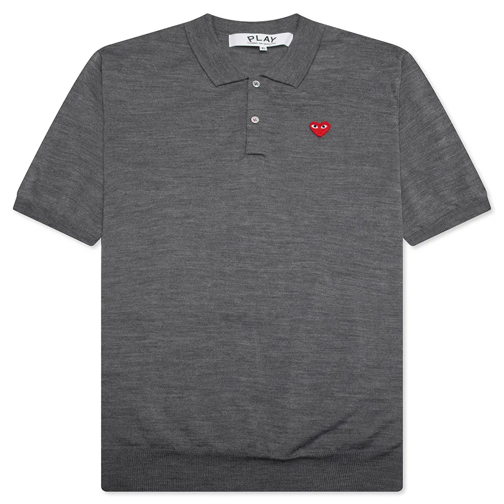 Red Emblem S/S Polo Neck - Grey