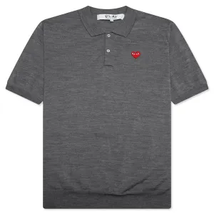 Red Emblem S/S Polo Neck - Grey