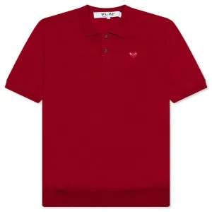 Red Emblem S/S Polo Neck - Red